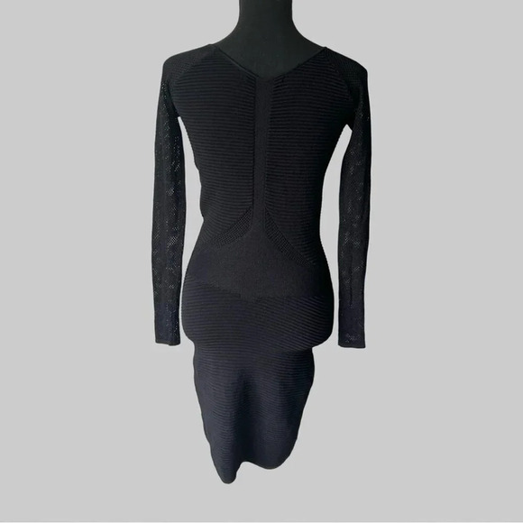 Olivaceous Black Mesh Sleeve  Bodycon Dress - Picture 3 of 15